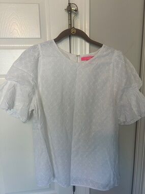 Lilly Pulitzer White Eyelet Puff Sleeve Blouse